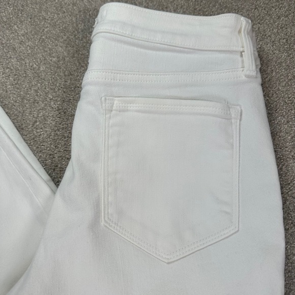 Athleta Sculptek White Straight Leg Crop Jeans Raw Hem Women's Size 6 Leggings - Picture 2 of 10